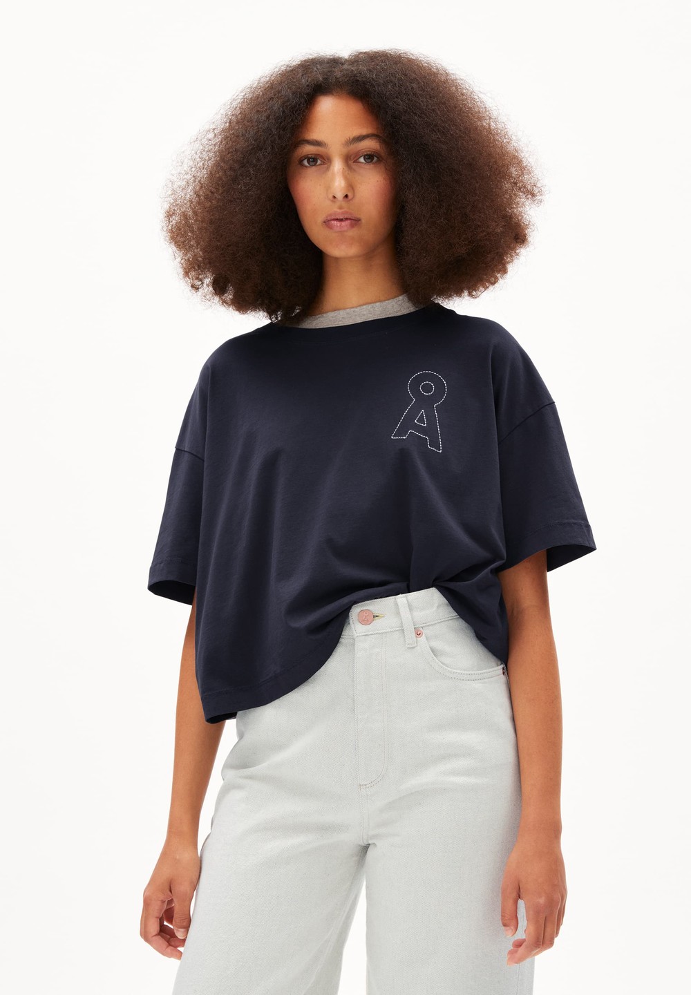 ARMEDANGELS ALBERTAA TEAAMMATE T-Shirt Loose Fit made of Organic Cotton Night Sky | FZSX-23048