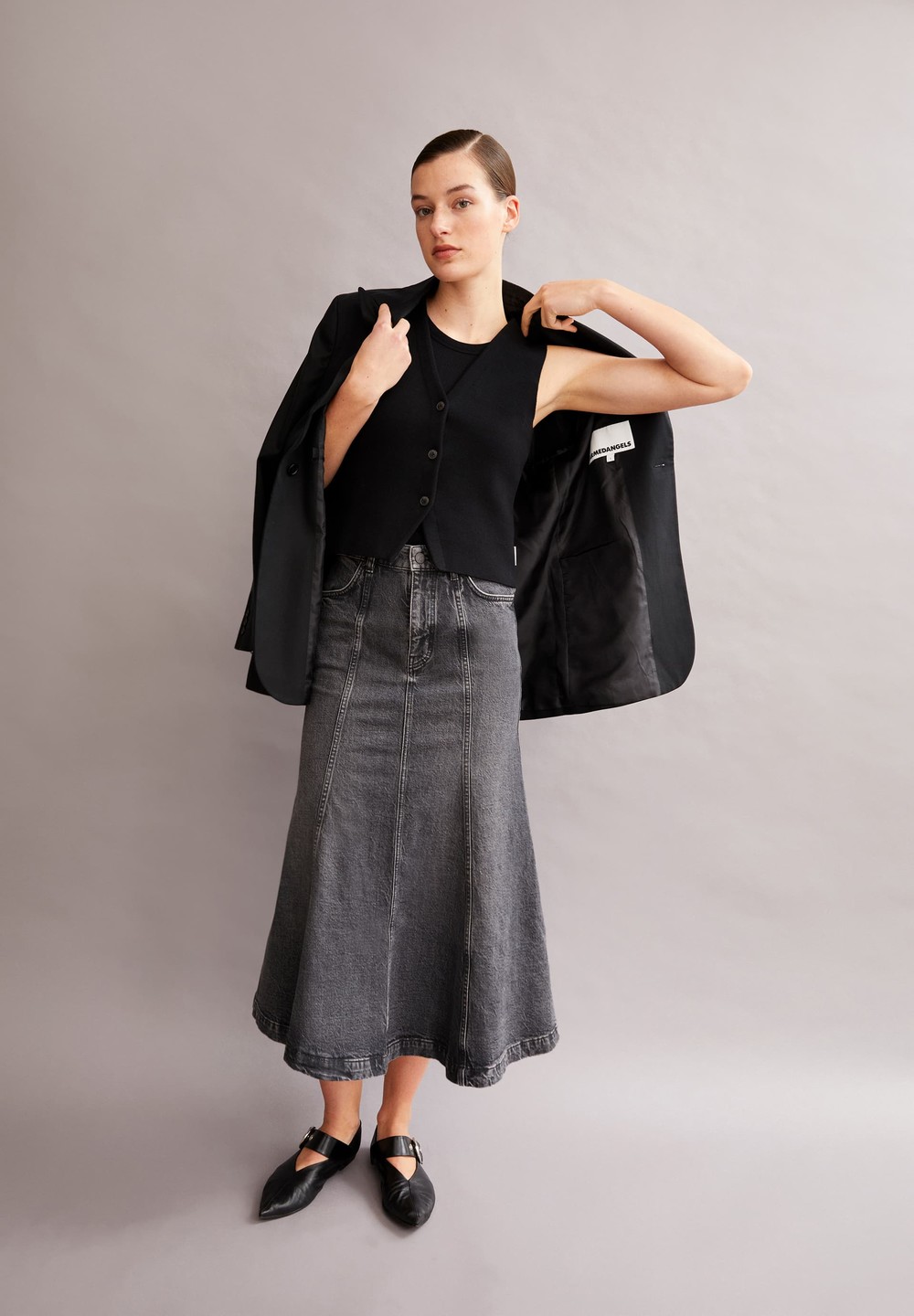 ARMEDANGELS ARIENAA Denim Skirt Slim Fit made of Organic Cotton Mix Schwarz | LGBE-78604