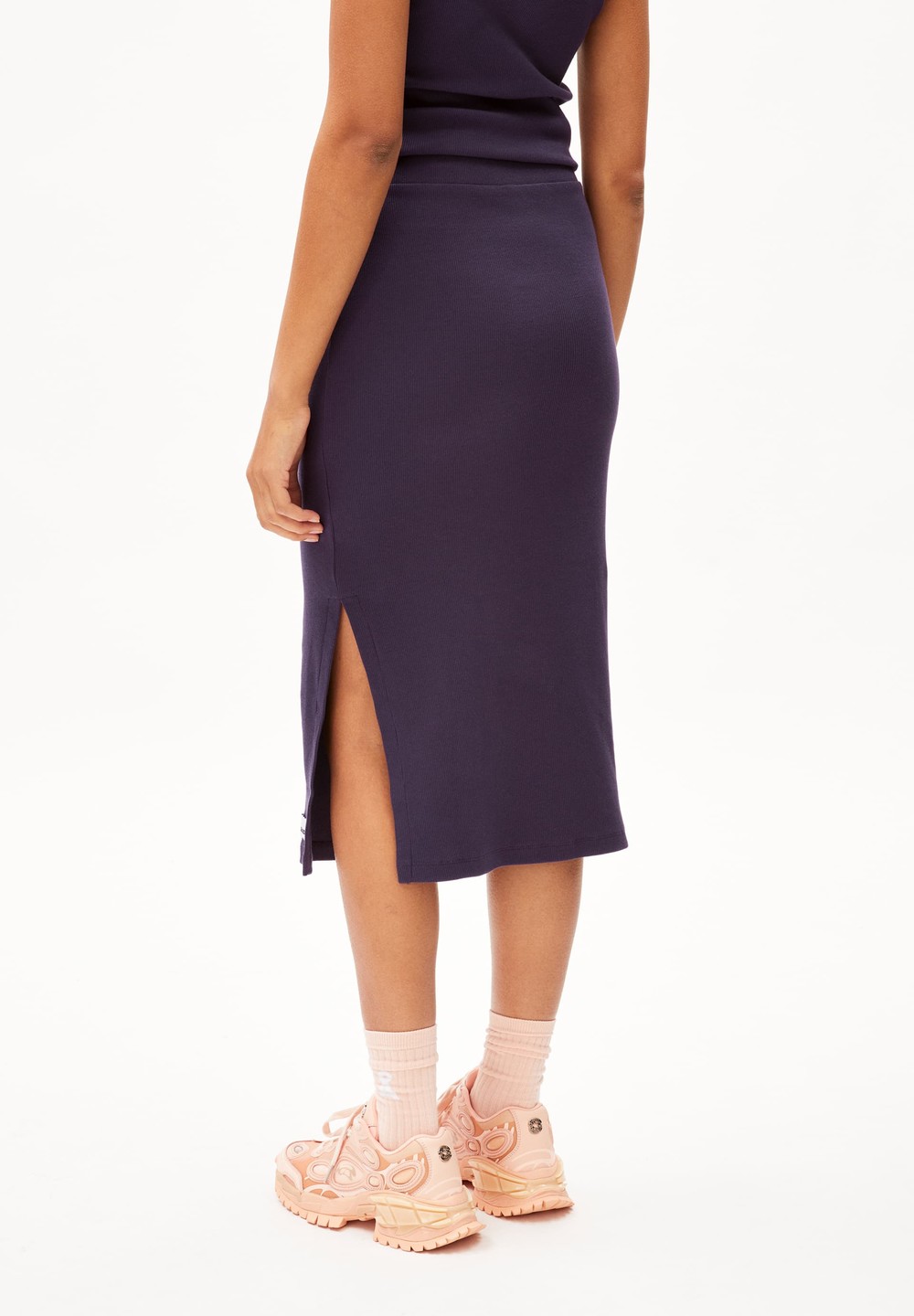 ARMEDANGELS AZITAA Rib-Jersey Skirt Slim Fit made of Organic Cotton Mix Blau | ANYP-15972