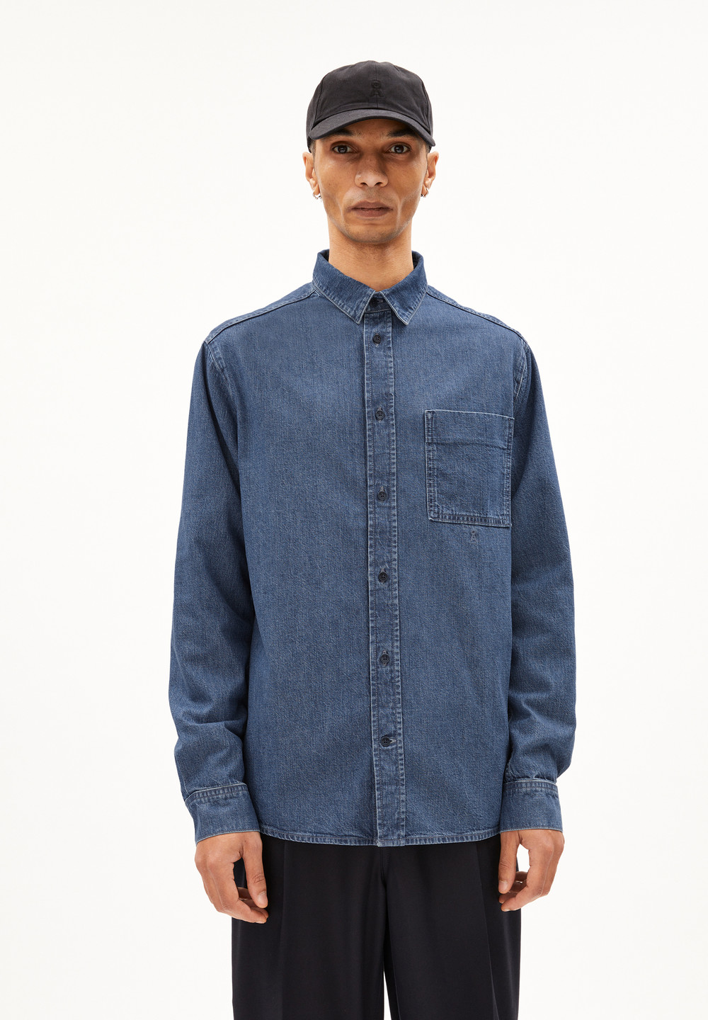 ARMEDANGELS BAASO Shirt Relaxed Fit made of Organic Cotton Mix Indigo | KHNW-32041