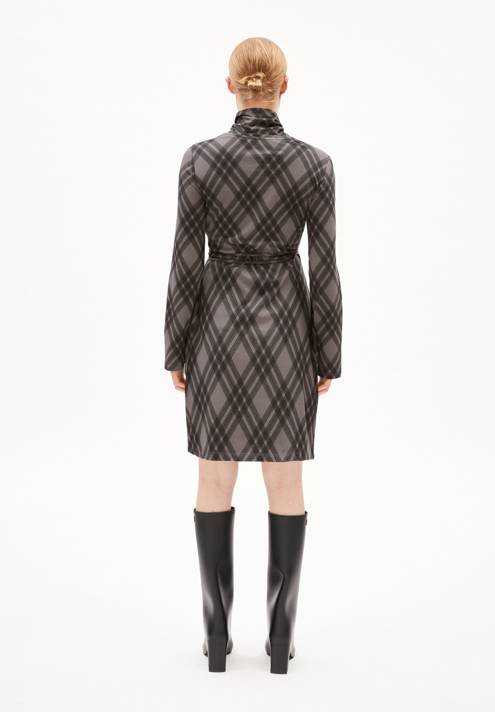 ARMEDANGELS CEETAA ARGYLE Jersey Dress Slim Fit made of Organic Cotton Mix Iron Cast | HNDA-24160