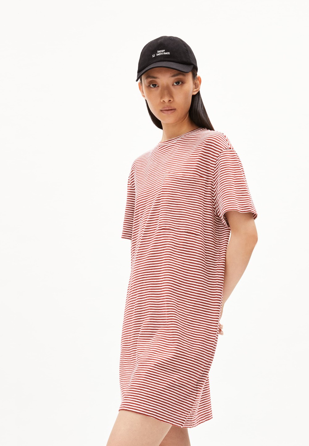 ARMEDANGELS CHAARA LOVELY STRIPES Jersey Dress Relaxed Fit made of Organic Cotton Dunkel | CJEB-20549