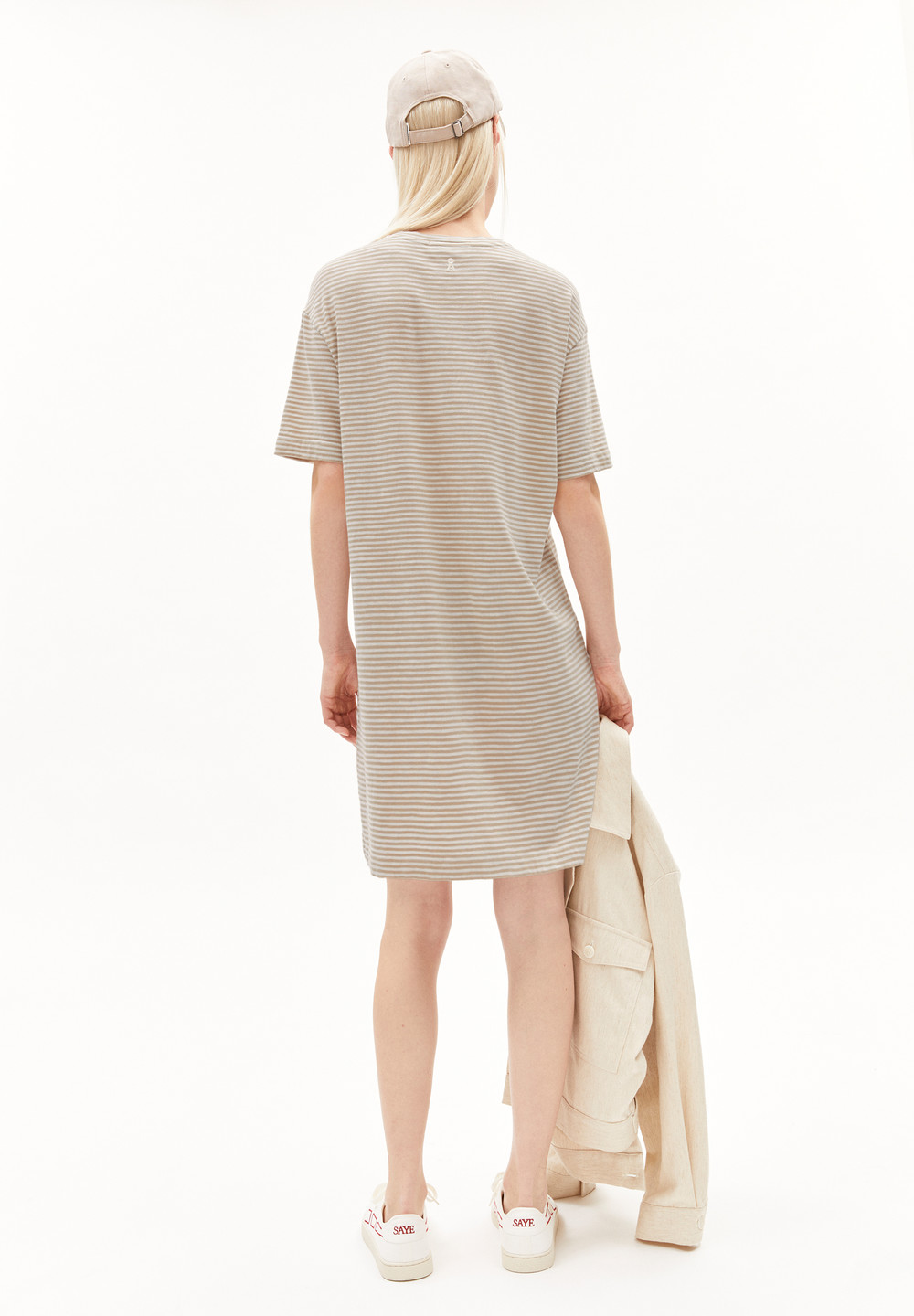 ARMEDANGELS CHAARA LOVELY STRIPES Jersey Dress Relaxed Fit made of Organic Cotton Sand Stone-oatmilk | PGYR-97028