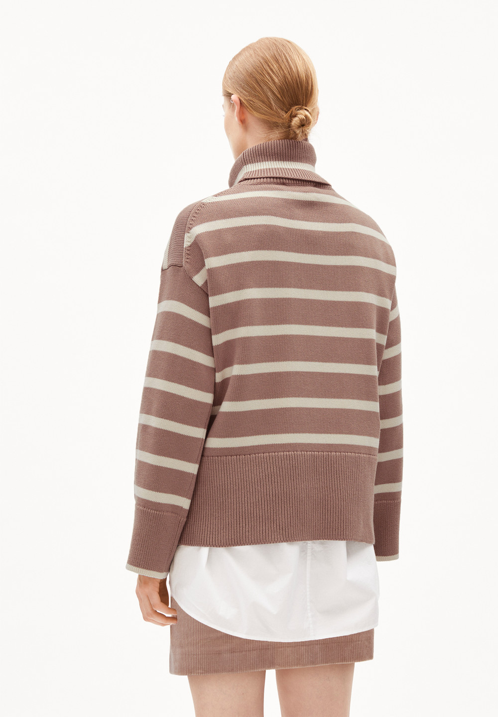 ARMEDANGELS CHANAA STRIPES Sweater Loose Fit made of Organic Cotton Cinnamon Dust-oatmilk | GPMV-14952