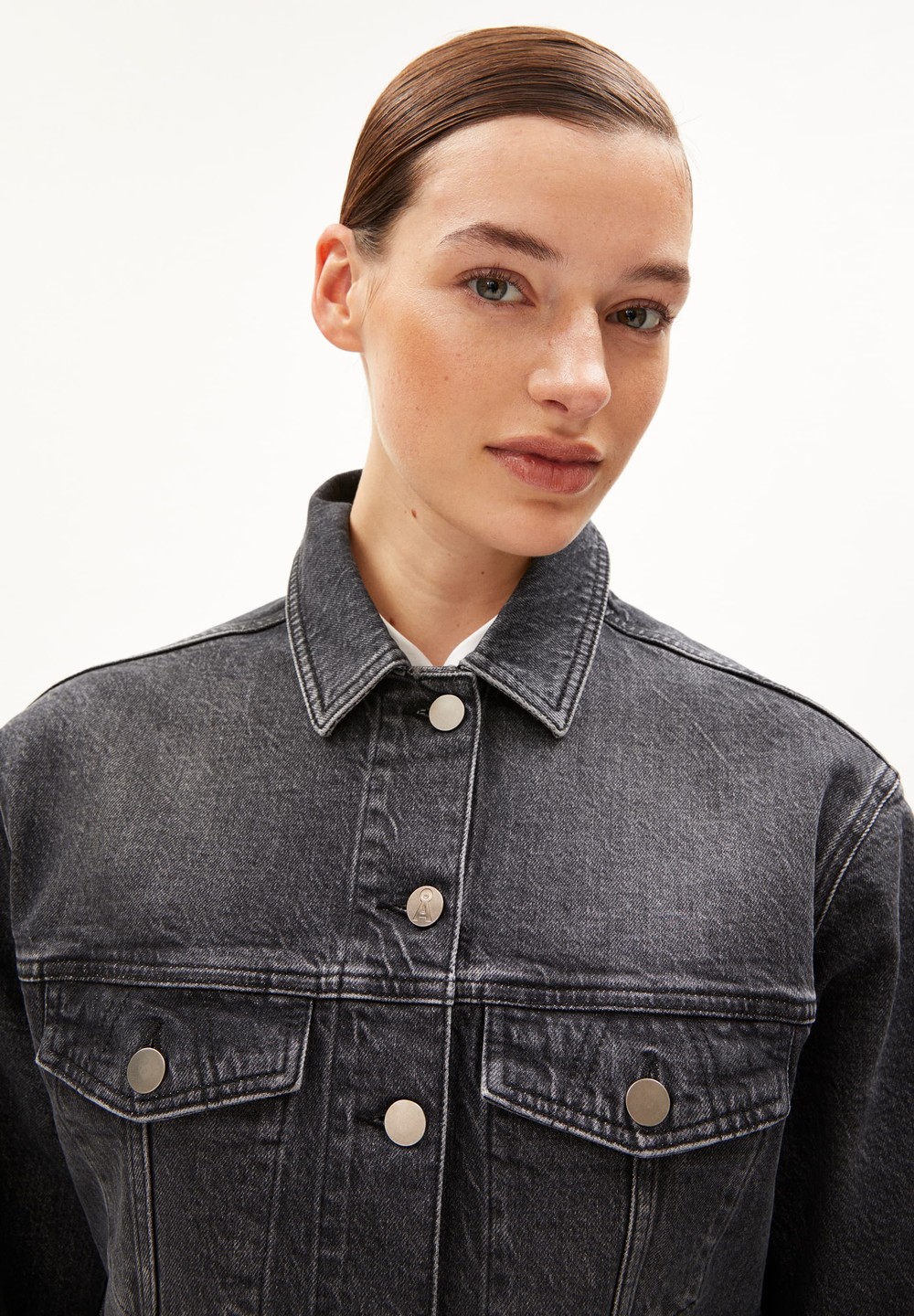 ARMEDANGELS DENSIAA Denim Jacket Oversized Fit made of Organic Cotton Mix Schwarz | QZEB-39504