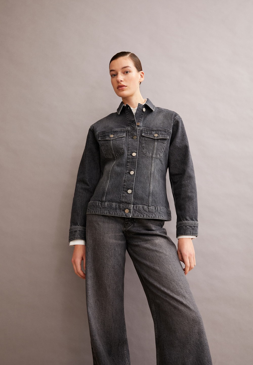 ARMEDANGELS DENSIAA Denim Jacket Oversized Fit made of Organic Cotton Mix Schwarz | QZEB-39504