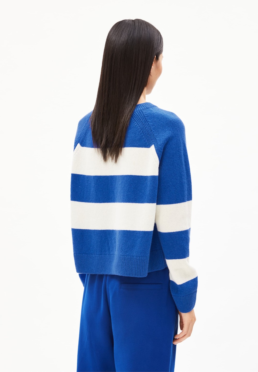 ARMEDANGELS DILIRIAA STRIPES Sweater Loose Fit made of Organic Wool Mix Warm Blue-oatmilk | VZGL-61805