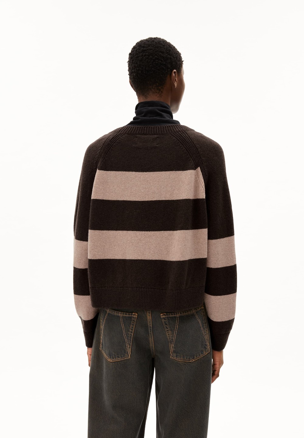 ARMEDANGELS DILIRIAA STRIPES Sweater Loose Fit made of Organic Wool Mix Coffee-cinnamon Dust Melange | OKUP-30471