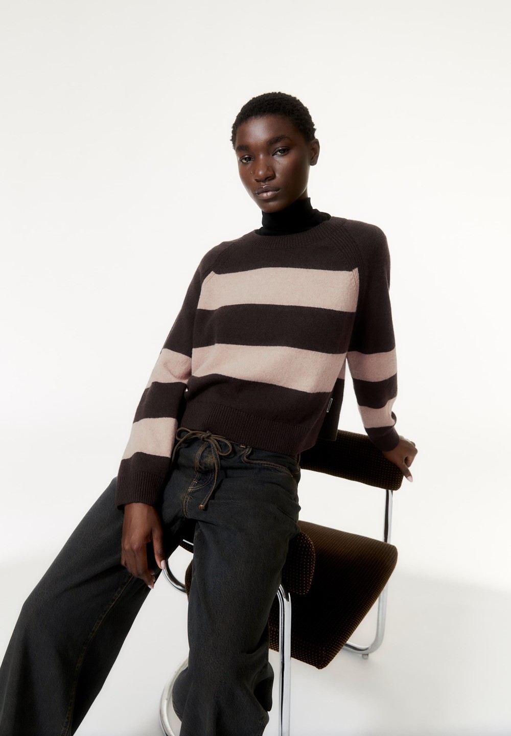 ARMEDANGELS DILIRIAA STRIPES Sweater Loose Fit made of Organic Wool Mix Coffee-cinnamon Dust Melange | OKUP-30471