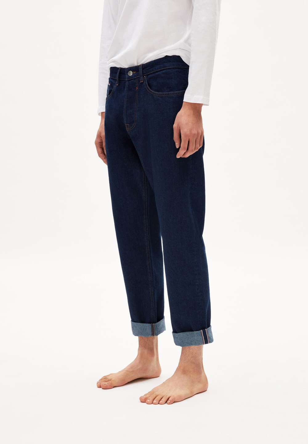 ARMEDANGELS DYLAANO SELVEDGE Straight Leg Mid Waist made of Organic Cotton Mix Rinse | LIOK-51892