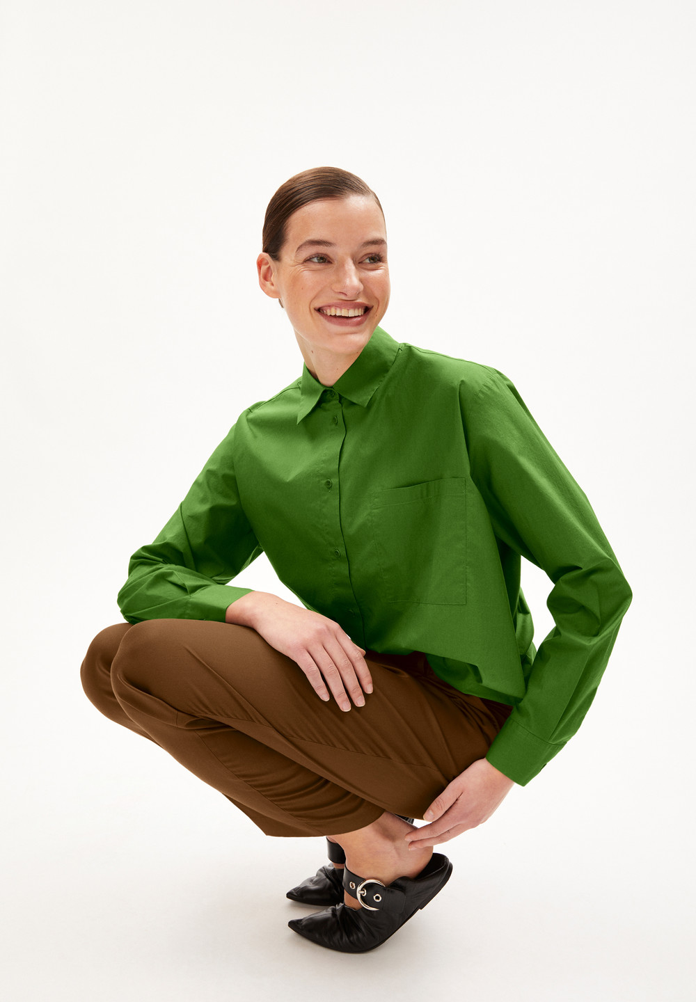 ARMEDANGELS EALGAA Blouse Loose Fit made of Organic Cotton Grün | ANKV-18760