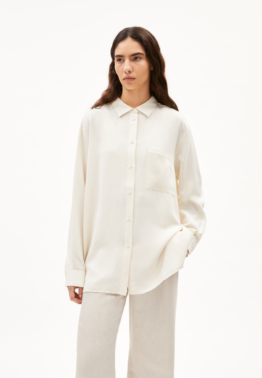 ARMEDANGELS EALGAA LINO Blouse Loose Fit made of Linen-Mix Oatmilk | WQRN-93402