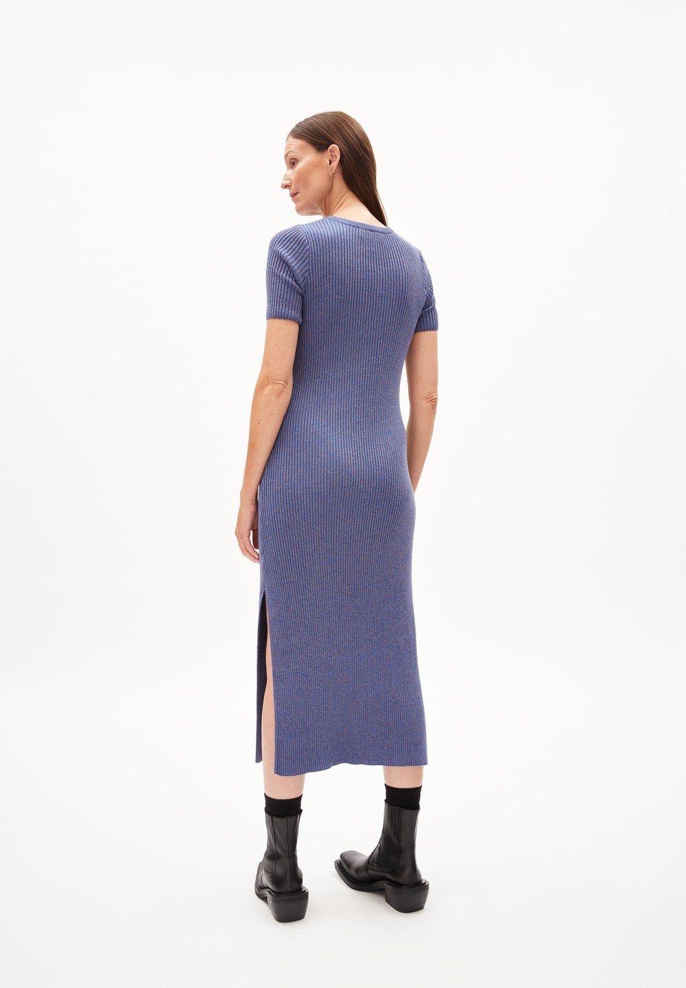 ARMEDANGELS ELAINAAS Knit Dress Slim Fit made of Organic Cotton Mix Dynamo Blue-undyed | AITR-53948