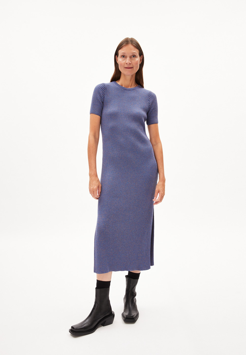 ARMEDANGELS ELAINAAS Knit Dress Slim Fit made of Organic Cotton Mix Dynamo Blue-undyed | AITR-53948