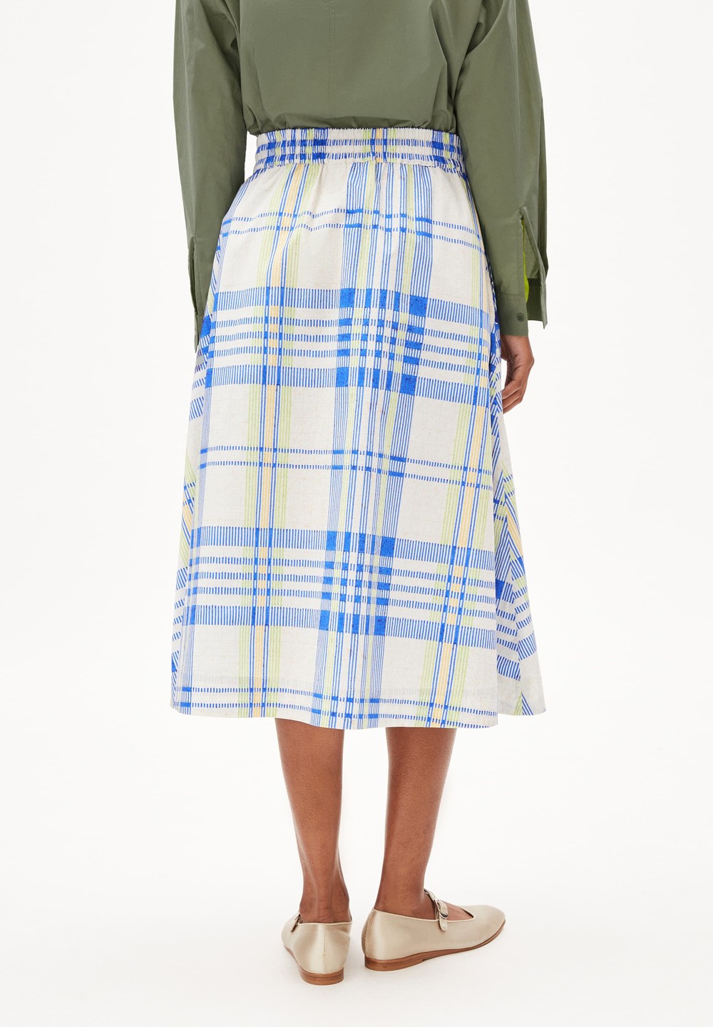 ARMEDANGELS ELODIAA COLLEGE CHECK Woven Skirt Loose Fit made of Organic Cotton Oatmilk | WCUG-60842