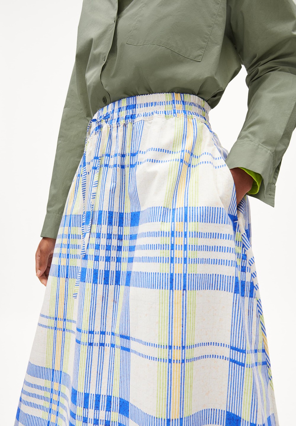 ARMEDANGELS ELODIAA COLLEGE CHECK Woven Skirt Loose Fit made of Organic Cotton Oatmilk | WCUG-60842