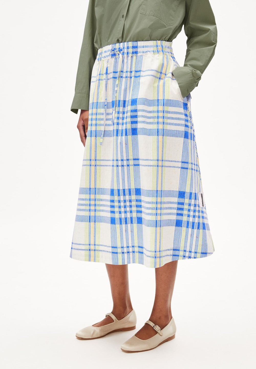 ARMEDANGELS ELODIAA COLLEGE CHECK Woven Skirt Loose Fit made of Organic Cotton Oatmilk | WCUG-60842