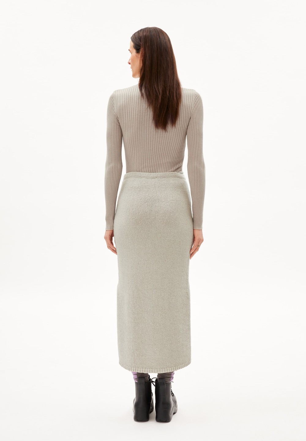 ARMEDANGELS ENOLAA SOFT Knit Skirt Regular Fit made of Merino-Wool Mix Sand Stone | VHPT-17932