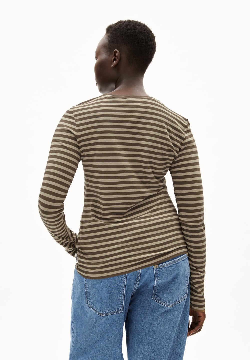 ARMEDANGELS ENRICCAA STRIPES Longsleeve Slim Fit made of Organic Cotton Gravel-dried Moss | JSOI-45971