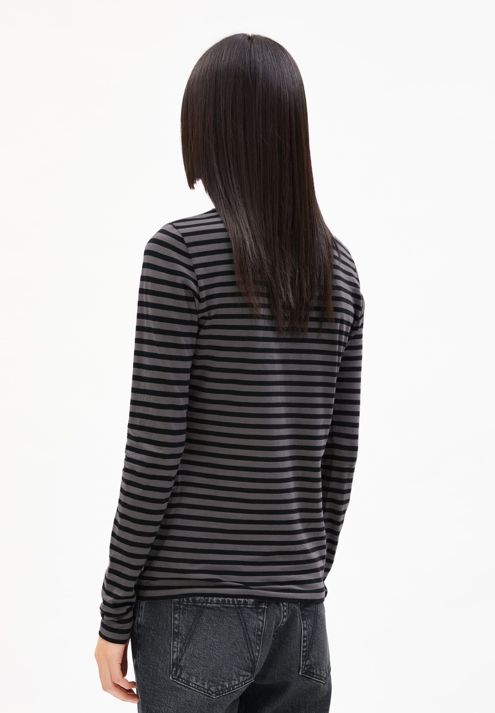 ARMEDANGELS ENRICCAA STRIPES Longsleeve Slim Fit made of Organic Cotton Iron Cast-black | PWMI-30861