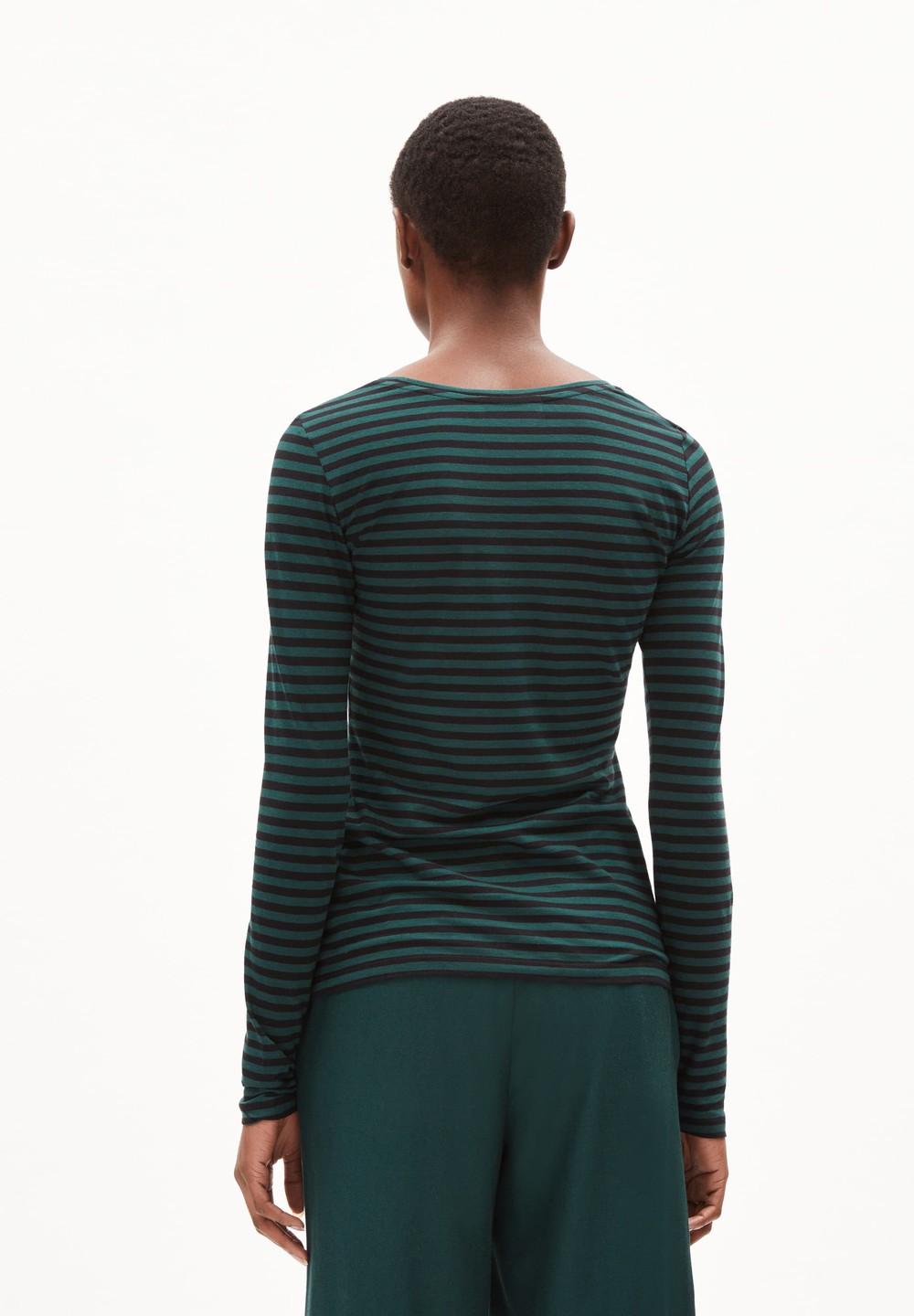 ARMEDANGELS ENRICCAA STRIPES Longsleeve Slim Fit made of Organic Cotton Teal Stone-black | VOJU-68731