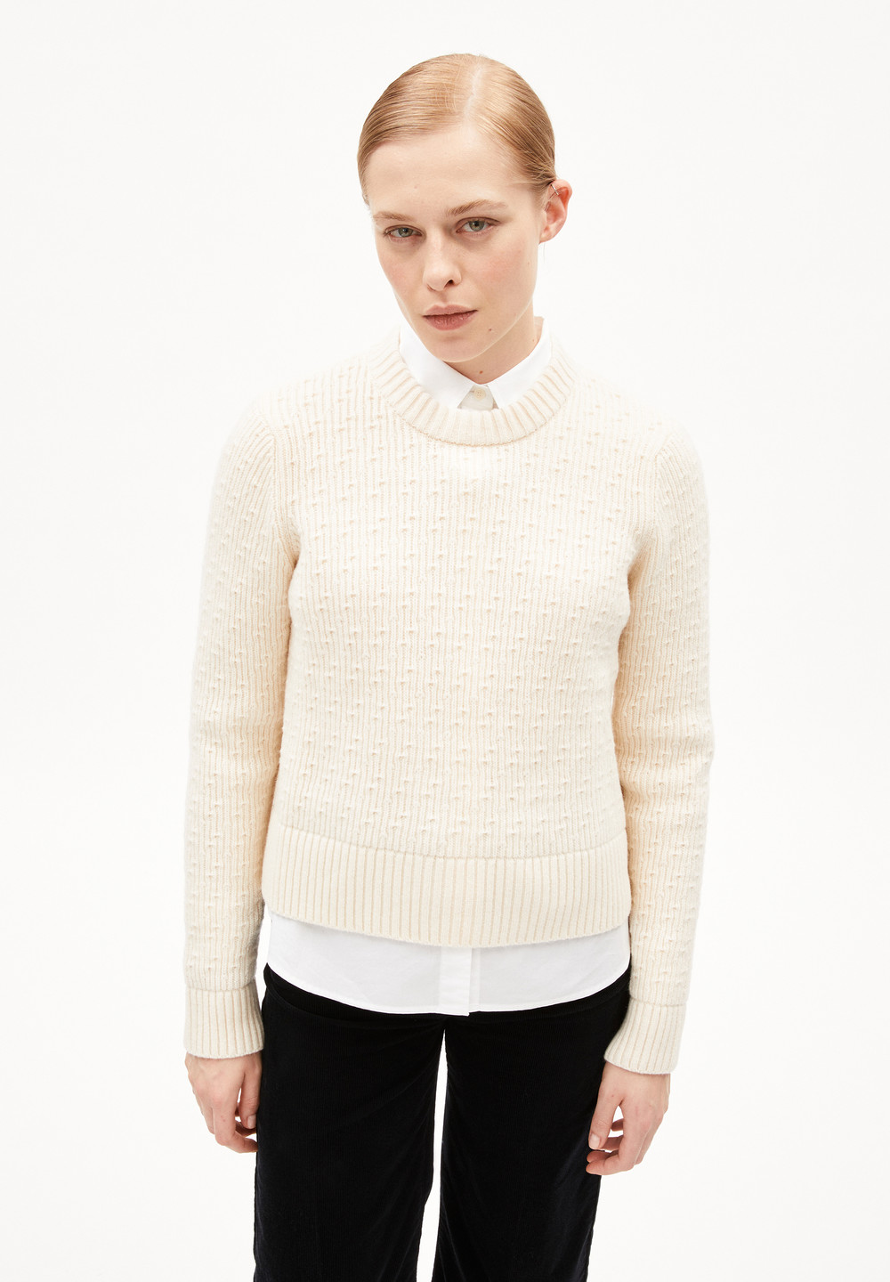 ARMEDANGELS FABIOLAA Sweater Regular Fit made of Organic Wool Mix Oatmilk | YVRN-89073