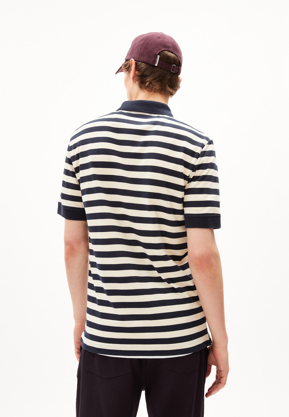 ARMEDANGELS FIBRAAS STRIPES Polo T-Shirt Regular Fit made of Organic Cotton Night Sky - Oatmilk | OQTG-08349