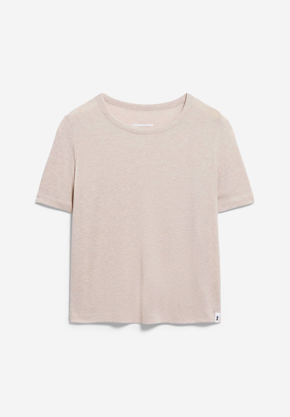 ARMEDANGELS GENEVRAA Rib T-Shirt Regular Fit made of TENCEL™ Lyocell Mix Sandstone Melange | NIEF-47389