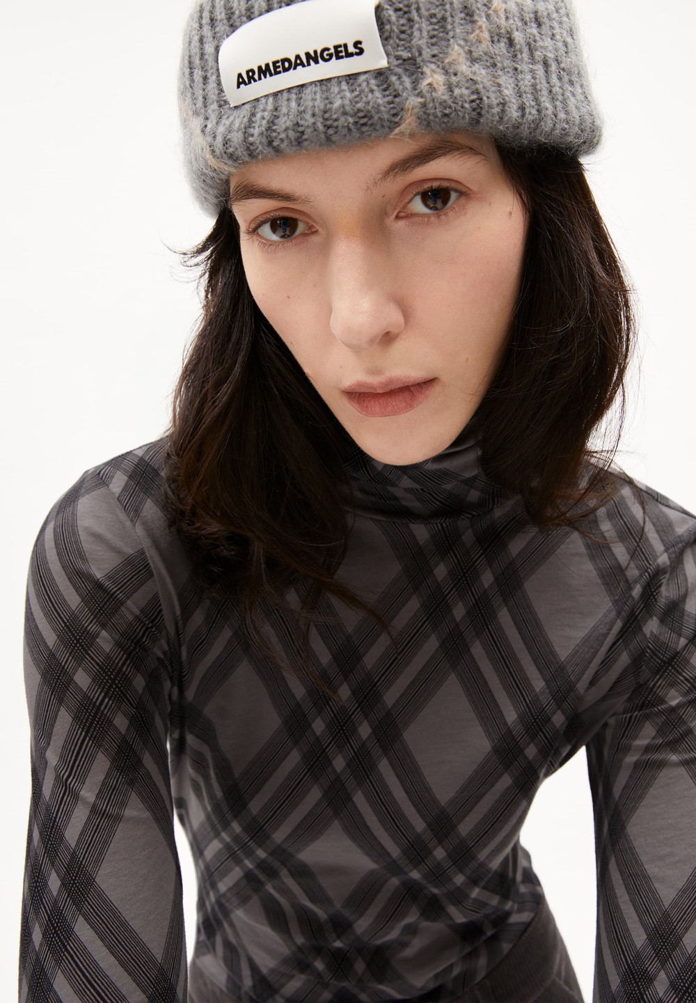 ARMEDANGELS GRAZILIAA ARGYLE Longsleeve Slim Fit made of Organic Cotton Iron Cast | YVNI-18549