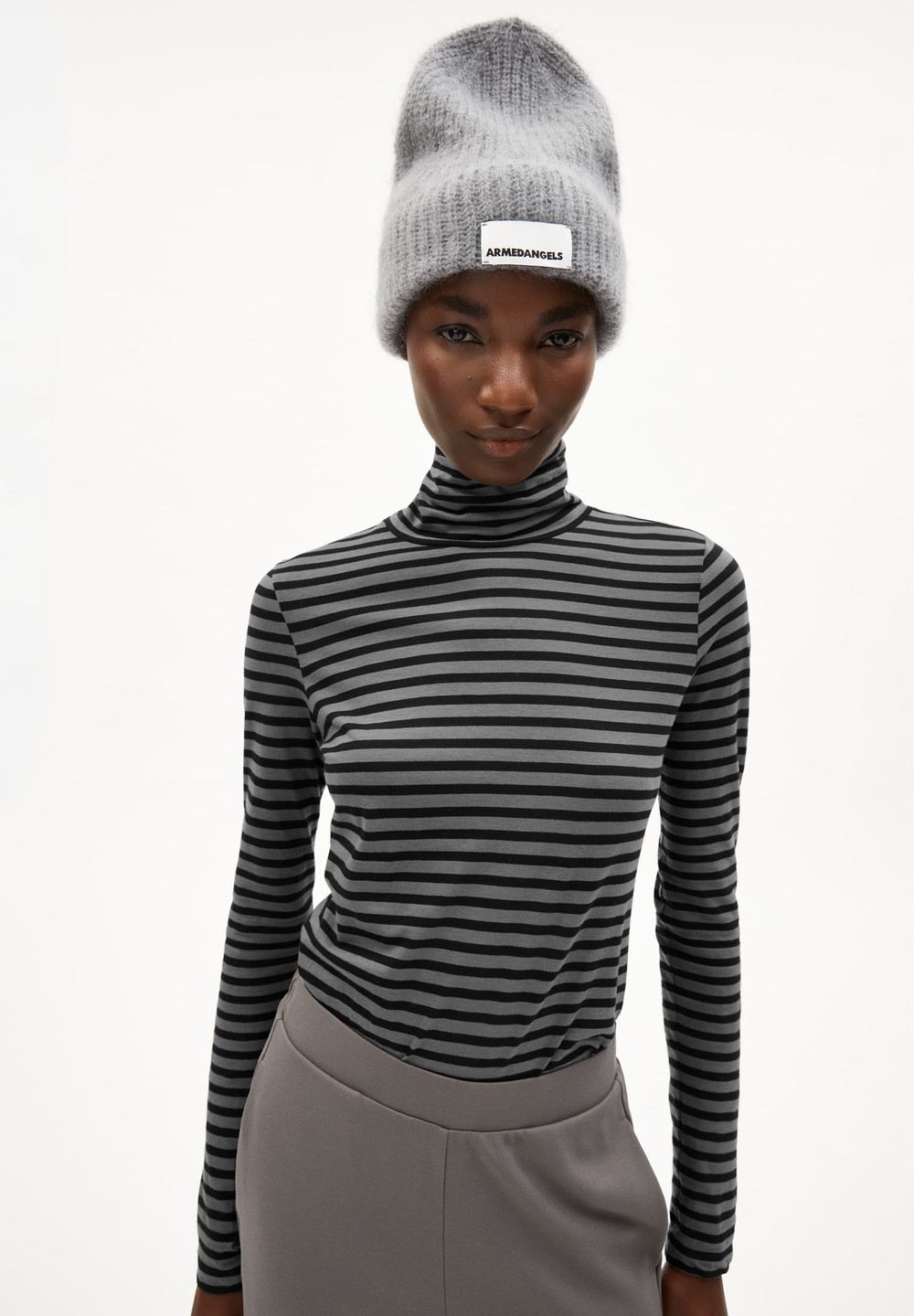 ARMEDANGELS GRAZILIAA STRIPES Longsleeve Slim Fit made of Organic Cotton Iron Cast-black | MKPA-61492