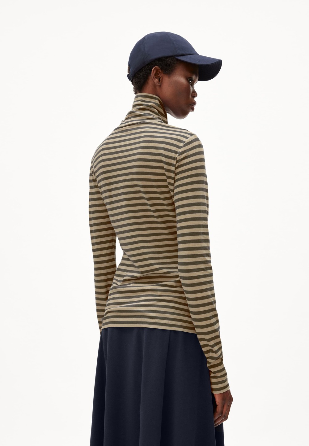 ARMEDANGELS GRAZILIAA STRIPES Longsleeve Slim Fit made of Organic Cotton Gravel-dried Moss | OAVN-98325