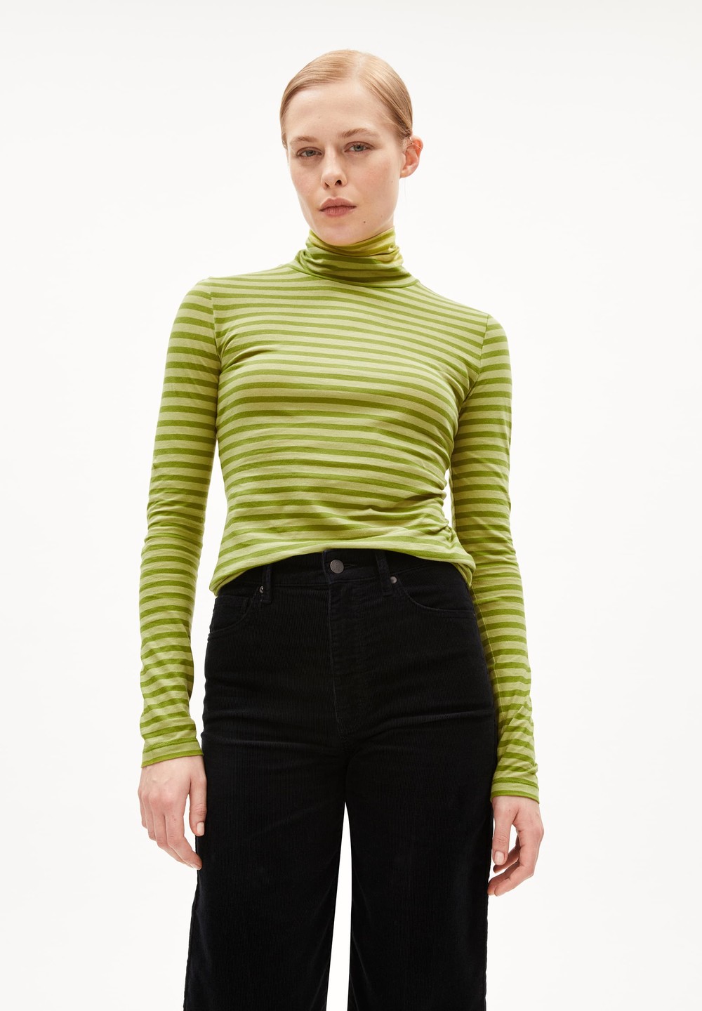 ARMEDANGELS GRAZILIAA STRIPES Longsleeve Slim Fit made of Organic Cotton New Moss-dark Moss | XPFO-53102