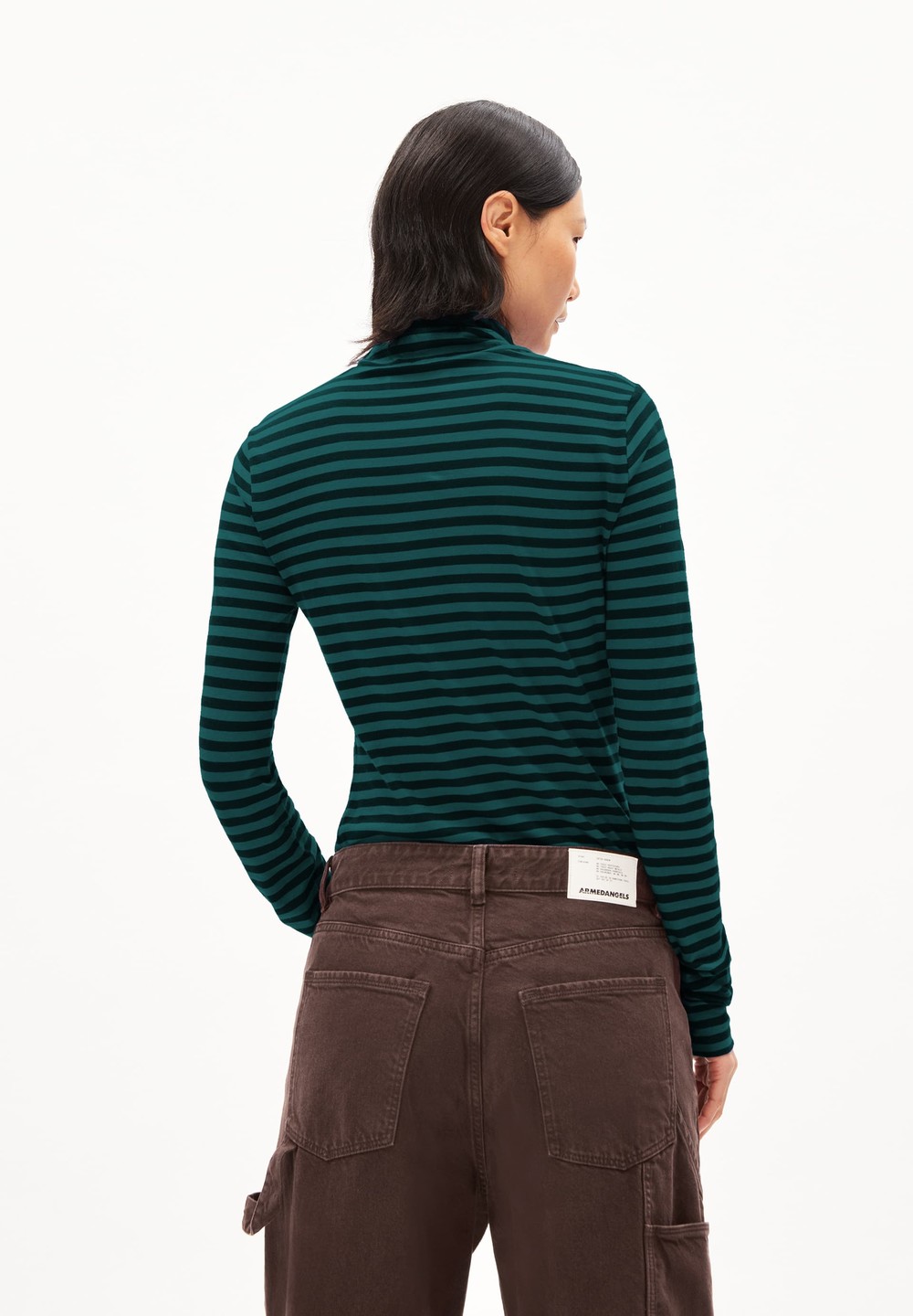 ARMEDANGELS GRAZILIAA STRIPES Longsleeve Slim Fit made of Organic Cotton Teal Stone-black | TFBN-58247