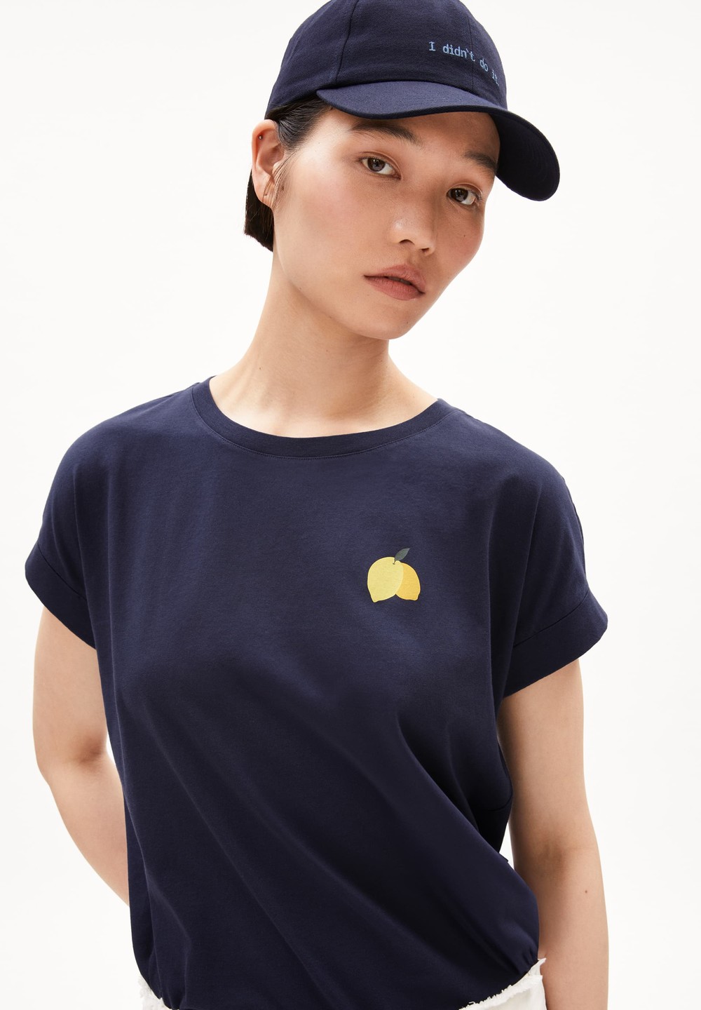 ARMEDANGELS IDAARA FRUITS T-Shirt Loose Fit made of Organic Cotton Night Sky | QNHA-46372