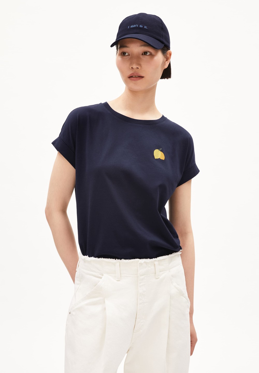 ARMEDANGELS IDAARA FRUITS T-Shirt Loose Fit made of Organic Cotton Night Sky | QNHA-46372