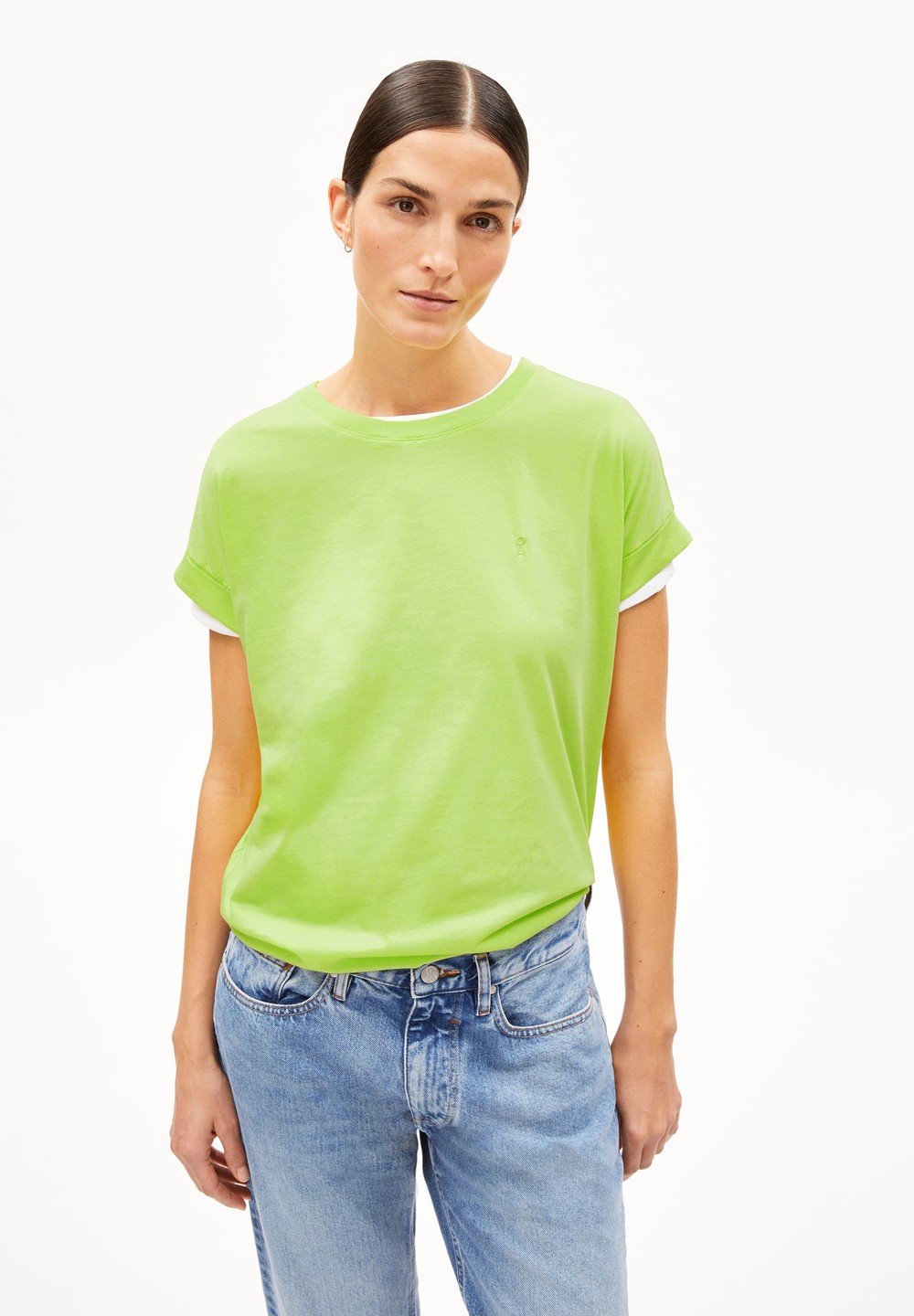 ARMEDANGELS IDAARA T-Shirt Loose Fit made of Organic Cotton Super Lime | YNVB-20987