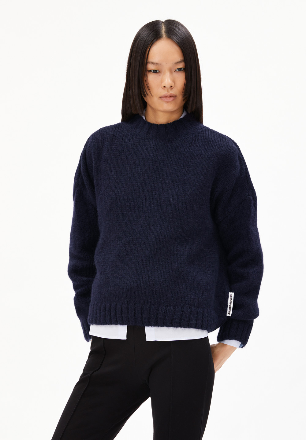 ARMEDANGELS INARAA PUIJPU Sweater Oversized Fit made of Alpaca Wool Mix Night Sky | WFAY-14865