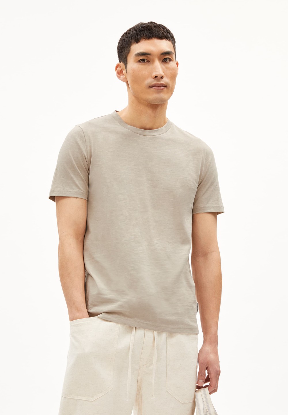 ARMEDANGELS JAAMES STRUCTURE Heavyweight T-Shirt Regular Fit made of Organic Cotton Sand Stone | FRLN-19263