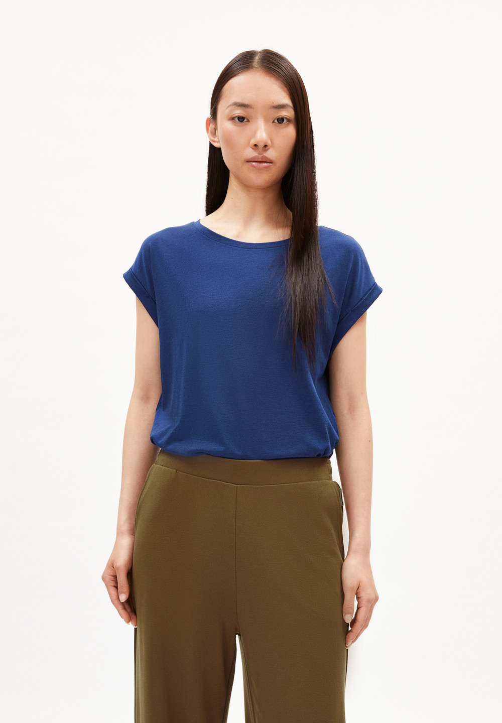 ARMEDANGELS JILAANA T-Shirt Regular Fit made of TENCEL™ Lyocell Mix Indigo | LNJW-25098