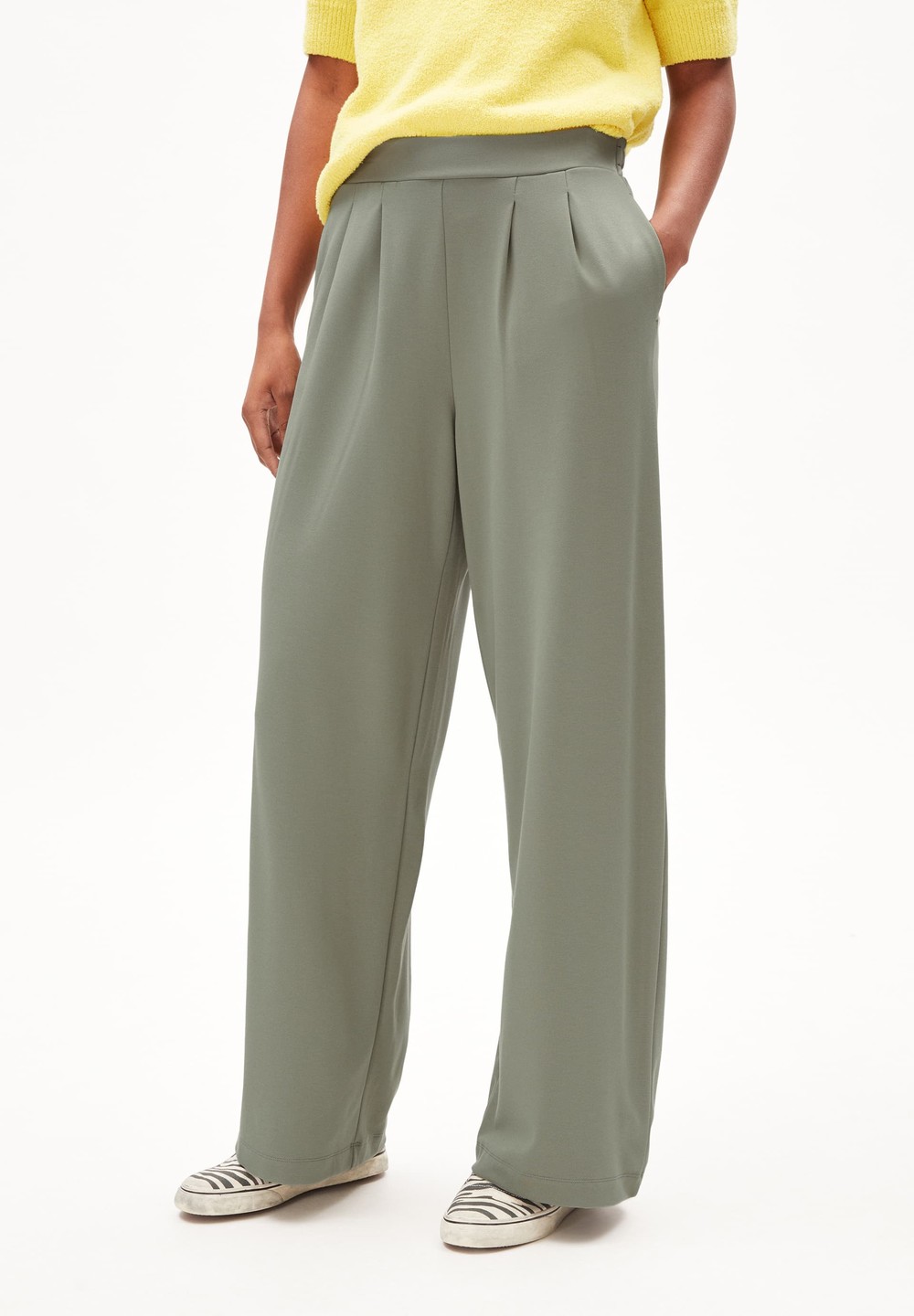 ARMEDANGELS JUANAA PUNTO Jersey Pants made of LENZING™ ECOVERO™ Viscose Mix Grau Grün | VECF-93785