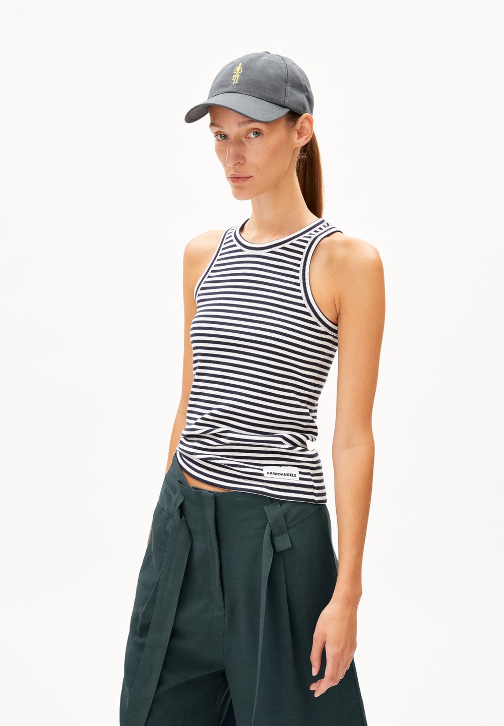 ARMEDANGELS KANITAA STRIPES Rib-Top Slim Fit made of Organic Cotton Mix Night Sky-white | CSUH-46308