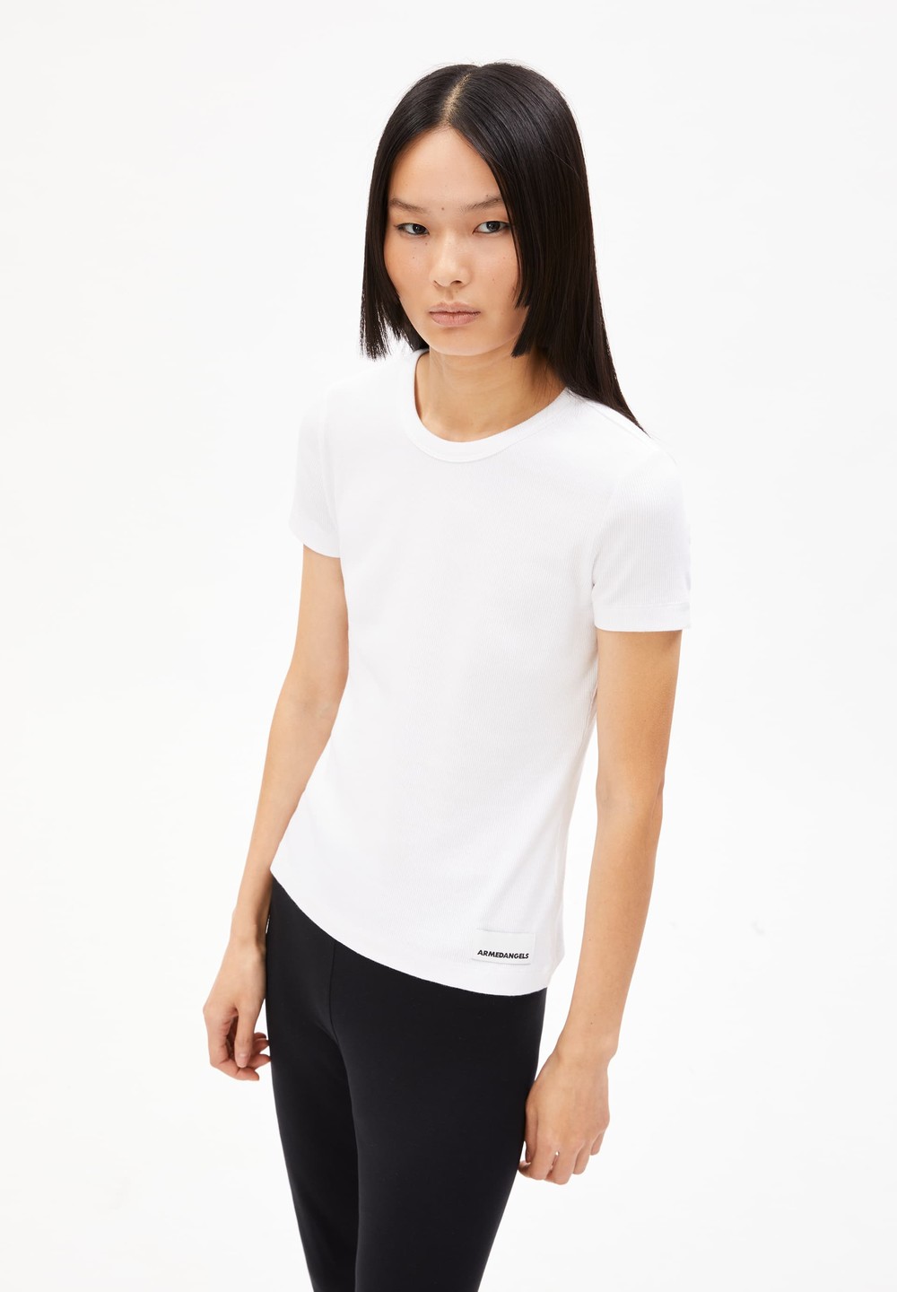 ARMEDANGELS KARDAA Rib-T-Shirt Regular Fit made of Organic Cotton Mix Weiß | YGRF-05761