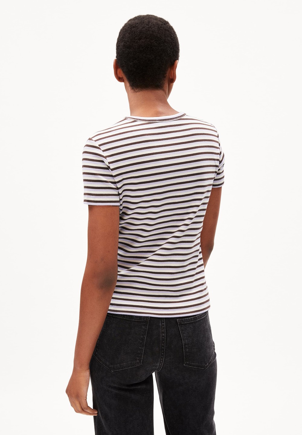 ARMEDANGELS KARDAA STRIPES Rib-T-Shirt Regular Fit made of Organic Cotton Mix Lavendel | HLCU-32609