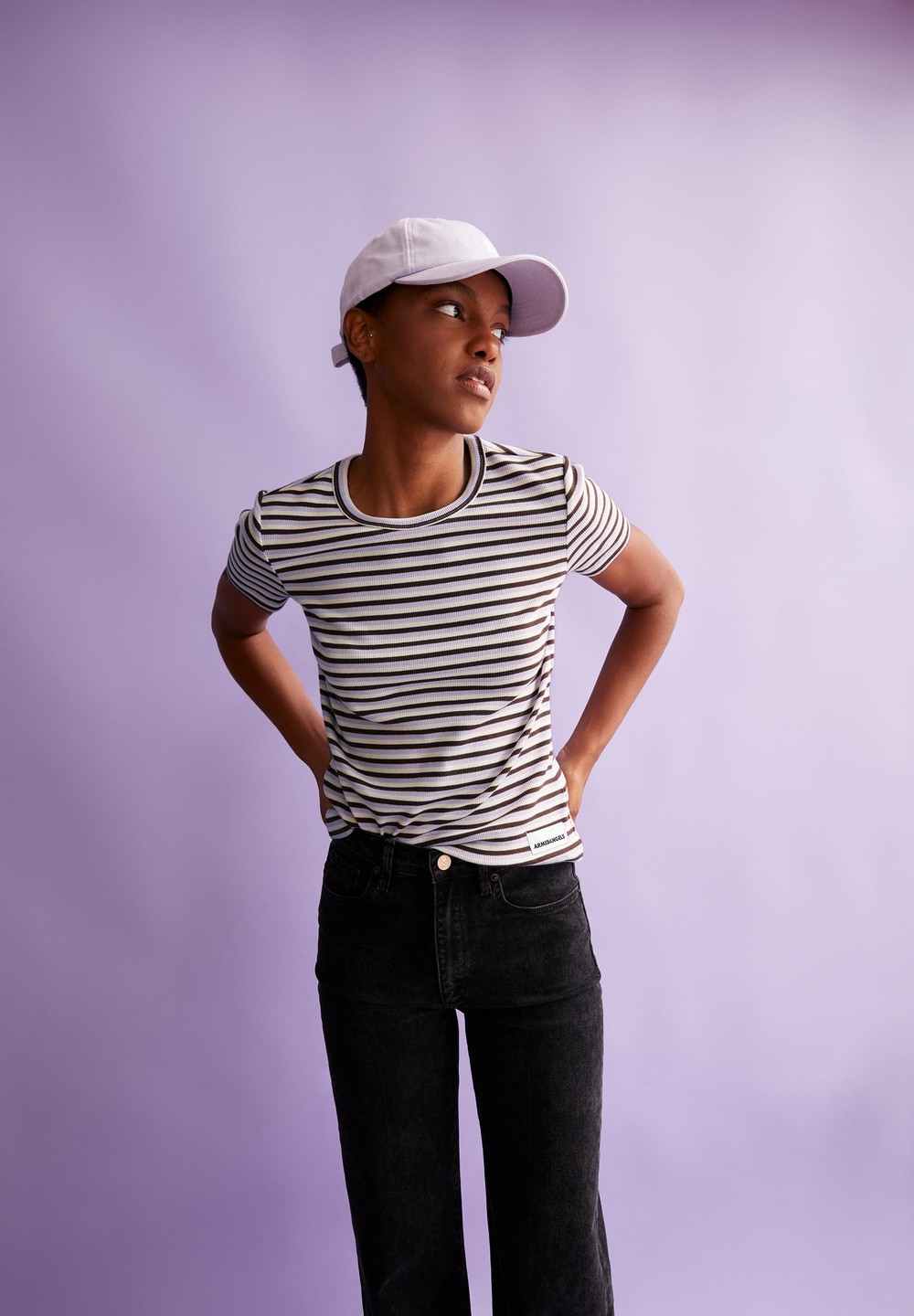 ARMEDANGELS KARDAA STRIPES Rib-T-Shirt Regular Fit made of Organic Cotton Mix Lavendel | HLCU-32609