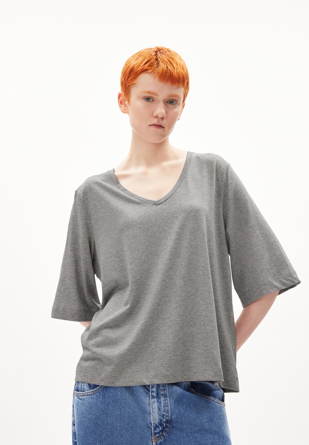 ARMEDANGELS LIANAA T-Shirt Loose Fit made of TENCEL™ Lyocell Mix Grau | WJUZ-64125