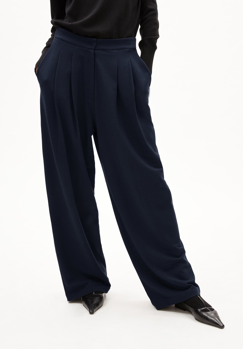 ARMEDANGELS LIRAA LOU WIDELEG Jersey Pants made of Organic Cotton Mix Night Sky | VIDC-42698