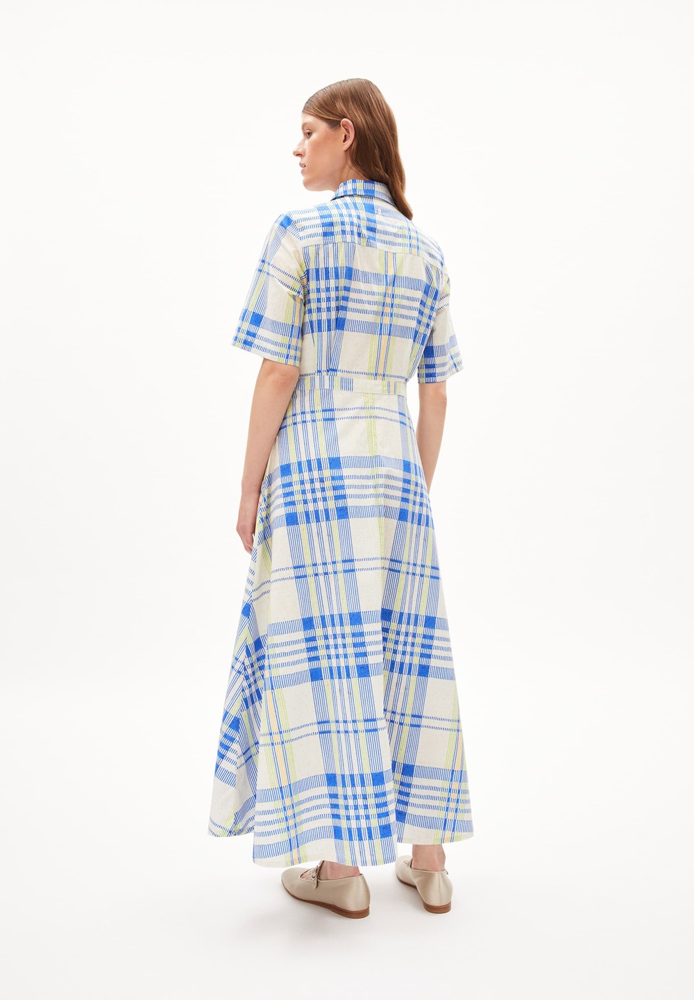 ARMEDANGELS LORETAANA COLLEGE CHECK Woven Dress Regular Fit made of Organic Cottons Oatmilk | EIRD-16203