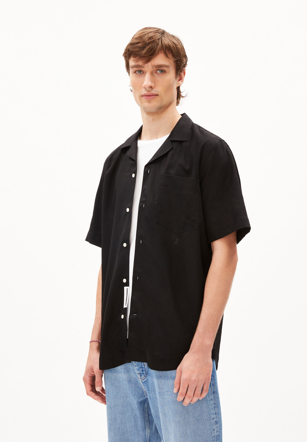 ARMEDANGELS LOVAAR LINO Shirt Relaxed Fit made of Linen-Mix Schwarz | LSPK-15760