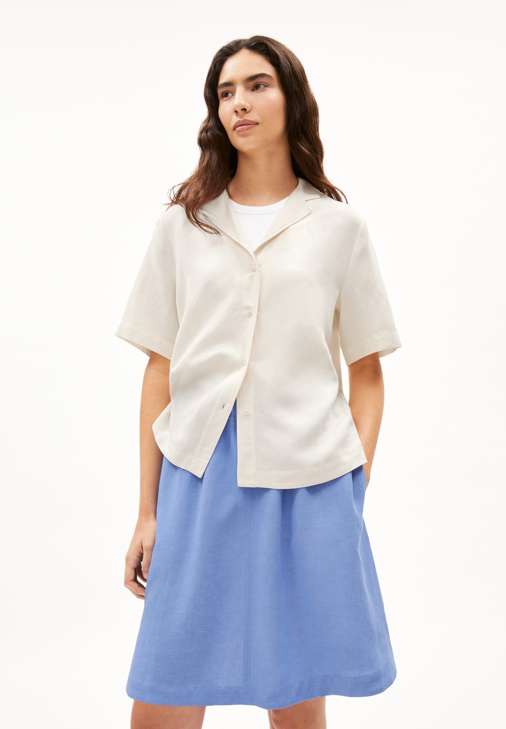 ARMEDANGELS MAAITE LINO Blouse Relaxed Fit made of Linen-Mix Oatmilk | JKEI-84250