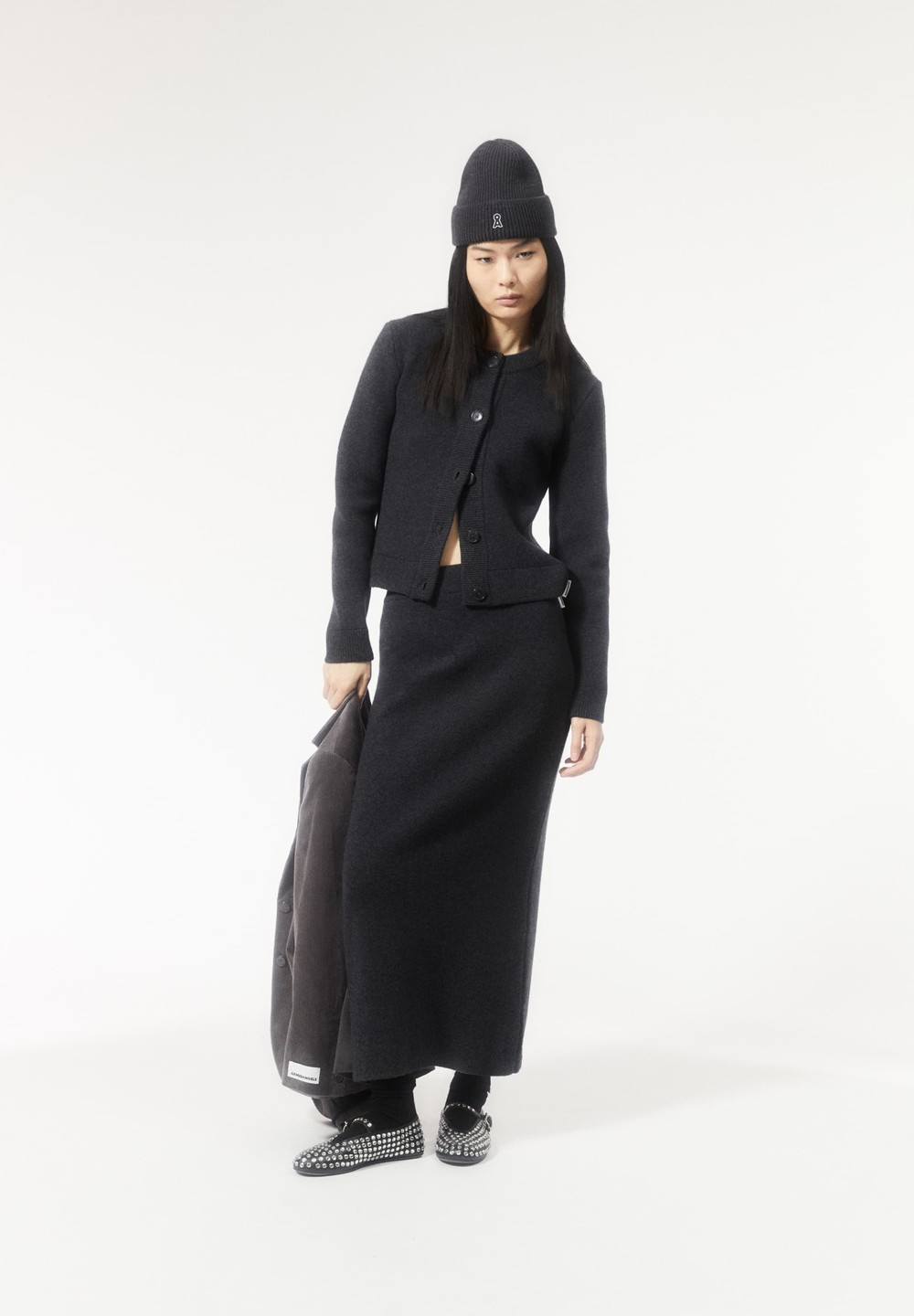 ARMEDANGELS MAALVO WOOL Knit Skirt Slim Fit made of Organic Wool Mix Steel Melange | FVXH-17024